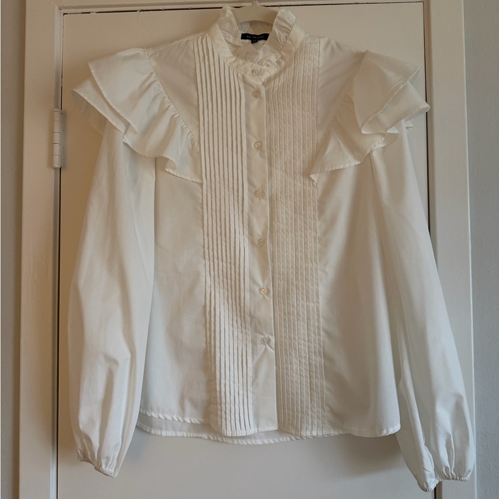 En Saison White Ruffle Blouse